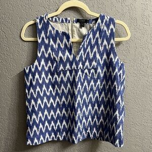 J. Crew Blue and White Zigzag Tank Top